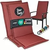 LILENO HOME Gartenstuhl Auflagen [2er Set - Hochlehner] in Rot - Bequeme Liegen als Sitzauflagen für Gartenmöbel - Stuhlkissen für Gartenstühle und Klappstühle MIA