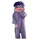 Generisch Lustiger Hoodie Fleece, Ultraweicher Einteiler für Damen Herren Pyjama Funny Schlafanzug Cosplay Jumpsuit Karneval Pajamas for Adults Cute Cozy Ful (Purple, M)