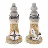 BESPORTBLE 2 Stück Kleiner Holz Leuchtturm Deko Mediterrane Tisch Gartendekoration Wetterfestes Nautisches Ornament für Innen Außen