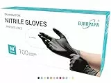 EUROPAPA® 100x Nitrilhandschuhe Box Einweghandschuhe, Einmalhandschuhe, Untersuchungshandschuhe, Nitril Handschuhe, puderfrei, ohne Latex, unsteril, latexfrei, disposible gloves (M, Schwarz)