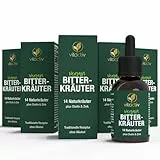 VITACTIV Bitterkräuter - Bittertropfen ohne Alkohol - Erlesene Kräuter plus Cholin & Zink - Bitterstoffe Tropfen nach Hildegard von Bingen - Ohne Künstliche Zusätze, Zuckerfrei, Vegan - 250ml
