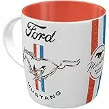 Nostalgic-Art Retro Kaffee-Becher, 330 ml, Ford Mustang – Horse & Stripes Logo – Geschenk-Idee für Ford-Zubehör Fans, Original Lizenzprodukt (OLP), Keramik-Tasse, Vintage Design