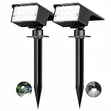 kolpop [2 Stück/ 77 LEDs Gartenleuchten für Außen Garten, 6000K Kaltweiß Solar Strahler, IP65 Wasserdicht, 3 Modi, 800LM Solarleuchten, Dusk to Dawn Solarlampen für Hof Bäume Weg Outdoor Pflanzen