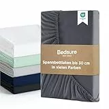 Bedsure Spannbettlaken 140x200cm Boxspringbett Topper - Polyester Mikrofasermaterial Bettlaken 140x200 cm für Matratzenhöhe bis 30 cm, Weiches Spannbetttuch Leintuch, Grau