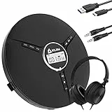 KLIM Discman mit Kopfhörer - Tragbarer CD-Player mit Kopfhörer - mit eingebautem Akku - NEU - Kompakter Mini Portable CD Player, kompatibel mit CD-R, CD-RW und MP3. Discman CD Player - Klar