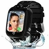 4G Smartwatch Kinder, Kinder Smartwatch mit GPS und Telefon, HD Videoanruf, SOS, Schulmodus, Spiel, Wecker, Smart Watch mit SIM, Wasserdicht Kinderuhr Handy Geschenk für Jungen Mädchen Student, Black