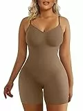 SHAPERX Shapewear für Damen Figurformender Body Shaper Bauchweg Formende Bodys Abnehmen Shaping Bodysuit, UK-SZ5218-Brown-L/XL