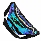 SOIMISS Bauchtasche Paillette Dame Gürteltasche Glitzer Meerjungfrau Brusttasche Schwarz Grün Festival Tasche Mädchen Hüfttasche für Rave Karneval Party Mode Accessoire Crossbody