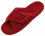 Meik Mangni Damen Hausschuhe mit Arch Support Verstellbare Pantoffeln Frauen Memory Foam und Offene Zehen Rutschfeste Bequeme Slippers für Drinnen und Draußen,Rot,Gr.42-43 EU