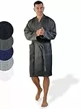 SIEGENTHAL® Herren Bademantel Waffelpique 100% Baumwolle mit Schalkragen Leicht Morgenmantel - Anthrazit Dunkelgrau M - L