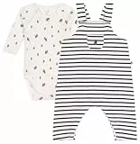 Petit Bateau Unisex Baby Overall-Set A0bbz, Weiß/Blau, 0 Monate