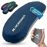 NORDMUT® Campingkissen aufblasbar [SoftSleep+] Komfortables Kissen Ultraleicht mit kleinem Packmaß – Reisekissen aufblasbar inkl. waschbarem Kissenbezug (Blau)