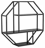 AC Design Furniture Jörn Achteckiges Wandregal, H: 77 x B: 77 x T: 20 cm, Schwarz Esche Optik/Schwarz, Holz/Metall, 1 Stk.