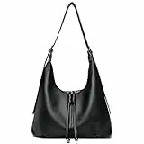 Myhozee Damen Umhängetasche PU Leather Tote Bag Shoulder Bag Vintage Hobo Bag Handtasche Schultertasche Reißverschlusstasche with Adjustable Strap für den Weg zur Arbeit, Reisen und Verabredungen