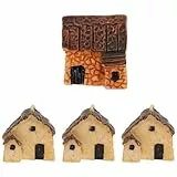 WINOMO 4 Stück Miniatur Feengarten Figuren, Miniatur Haus Feengarten Deko Harz Miniatur Feen Garten Zubehör Mini Haus Ornamente für Mikro Landschaft Deko