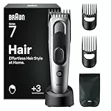 Braun Haarschneider Series 7, Kabelloser Haarschneidemaschine Herren, HC7590, Grau - Haartrimmer mit 17 Längen, Trimmer mit 50 Min. Akku, Wasserdicht, Inkl. 5 Extras und Ultrascharfer Klingen