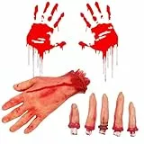 6 Stück Halloween Körperteile, Halloween Abgetrennte Körperteile,Gebrochene Körperteile,Halloween Blutige Requisiten, Abgetrennte Hand und Abgetrennte Fingerfür Halloween Haunted House Party (Stil 1)