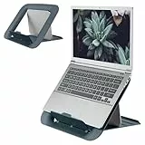 Leitz Höhenverstellbarer Laptopständer, Kompakte Laptop-Erhöhung mit 4 Höhen für 13“-15“ Notebooks, 80% recycelter Kunststoff & 100% recyclebar, IGR-zertifiziert, Ergo Cosy Serie, Dunkelgrau, 64260089