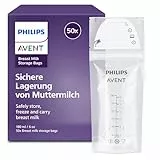Philips Avent Muttermilchbeutel – Vorsterilisiert, zur Aufbewahrung von Muttermilch im Kühl- oder Gefrierschrank, BPA-frei, auslaufsicher, einfache Befüllung und Lagerung, 180 ml, 50 Beutel, SCF603/50