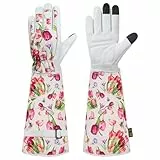 DLY Gartenhandschuhe-Damen und Herren, Gartenhandschuhe Dornenfest-Rosenhandschuhe, Lange-Dornenfeste-Leder-Garten-Handschuhe, Arbeitshandschuhe mit Unterarmschutz