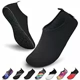 SAGUARO Damen Herren Badeschuhe Wasserschuhe Schwimmschuhe Männer Frauen Barfußschuhe für Strand,Pool,Meer,Wassersport,Surfen,Aqua Cycling,Segeln,Bootfahren,Windsurfen(Schwarz,42/43 EU)