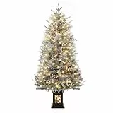 140cm künstlicher Weihnachtsbaum mit Warmweißer Beleuchtung 200 LEDs - Weihnachtsbaum künstlich mit 8 Einstellbare Modi und Europäischer Stecker, 4.5ft Tannenbaum Künstlich PVC mit Beckensockel