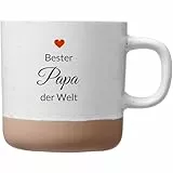 Laser Tattoo Bester Papa der Welt Keramik Kaffeetasse, Weiß, 360ml mit Herz-Design, Druck Spülmaschinenfest (PAPA)
