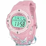 TENOCK Kinder Digitaluhr für Mädchen, LED Sportuhren für Kinder, 50M Wasserdicht Digital Uhren mit Alarm Stoppuhr, Geschenke für Ihre Kinder Alter 4-15(Rosa)