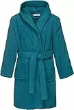 REDBEST Kinder-Kapuzen-Bademantel 100% Baumwolle Frottier, Serie Chicago - saugstark, strapazierfähig, mit Taschen und Bindegürtel