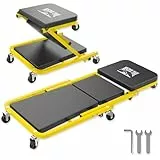 WALTER Mister Tool 2-in-1 Montage Rollbrett & Werkstatthocker | 150 kg Tragkraft | Werkstattliege & Rollsitz | 360° drehbar | Ideal für Autoreparatur, Reifenwechsel & Werkstatt