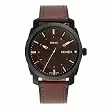 Fossil Machine Uhr für Herren, Quarzwerk mit Edelstahl- oder Lederarmband, Hellbraun, 42MM