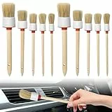 Naturholz Rundpinsel Set, 10 Stück Naturholz Rundpinsel Borstenpinsel, Orbicular Ringpinsel Lackpinsel Wachspinsel Maler Ringpinsel Set für Hausgebrauch