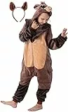 corimori Flauschiges Wildschwein-Kostüm für Kinder mit Haarreif | Karneval Fasching Kostüm Onesie für Mädchen, Jungen | Körpergröße 110-130cm