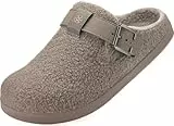 Hausschuhe Damen Herren Gefütter Clogs Winter Bequeme Wärme Plüsch Flauschige Haus Pantoletten Gartenschuhe Schlappen Schuhe Mit Polar Fleece-Futter,Khaki,40 EU