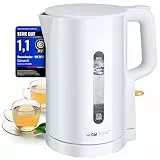 Clatronic® Wasserkocher 1,7L | 2200W für schnelles Erhitzen | BPA frei | Einhandbedienung | Wasserstandsanzeige | Kettle | Überhitzungsschutz | WK 3835 weiß