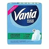Vania | Maxi Confort Super Plus Binden (Box mit 14 Stück) - Binden mit anatomischer Form und saugfähigem Kern - Hygieneschutz mit extra weichem Schleier