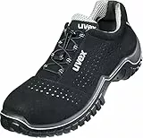 Uvex Motion Style Halbschuh, Sicherheitsschuhe S1 SRC, Arbeitsschuhe für Herren, Schwarz/Silber, Größe 44