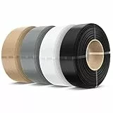SUNLU 4KG PLA+2.0 3D Drucker Filament Refill, Hochzähes PLA+ Filament Bundle, No Spulen 3D Filament 1,75mm Für Bambu Lab 3D Druckern, 1KG/Rolle, Schwarz+Weiß Grau+Eiche
