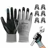 ANDANDA Arbeitshandschuhe, Arbeitshandschuhe Herren mit Nitril Beschichtung für Montagearbeit，Mechaniker, Gartenarbeit und Bauarbeiten,Gr. M/L/XL, 6/12/24 Paar