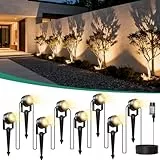 FIFlying Gartenbeleuchtung LED, 8 in 1 Gartenstrahler Strom mit 24m Kabel, 3000K Außenlampe, IP65 Wasserdicht Gartenlampen für Draußen, Gartenbrunnen, Rasenflächen, Pflanzen, Skulpturen, Wege, Zäune