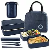 UHAPEER Bento Box für Erwachsene und Kinder, Tragbare Auslaufsichere Lunchbox mit Tasche, Mikrowellengeeignet Brotzeitbox, Brotdose für Arbeit und Schule