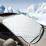 BEEWAY Auto Frontscheibenabdeckung, Ultra-Dick und Ganzjährig Auto Windschutzscheiben Abdeckung Sonnenblende Wintergegen Schnee EIS Frost Sonne UV Staub Wasserbeständig(145 x 100cm)