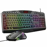 Redragon S101-4 Gaming Tastatur und Maus Set, QWERTZ DE, RGB Programmierbare Tastatur und Maus mit Software, Unabhängigen Makro-Tasten, Wertekombinationen, Neue Update-Version