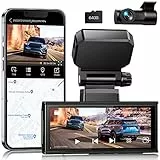 Lamto Dashcam Vorne und Hinten 4K + 2K Dual Autokamera Typ-C mit 5GHz WiFi GPS, 3840x2160P 30fps Vorne, 2560x1440P 30fps Hinten, Touchscreen, Nachtsicht, 64GB SD Karte, Weitwinkel, Loop-Aufnahme, WDR