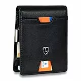 Lederhand® iSlim - Nappa Leder Geldbeutel mit Geldklammer und Münzfach, 9 Kartenfach Premium Geldbörse - Slim Wallet mit RFID NFC Schutz - Farbe | (Schwarz)