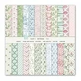 Scrapbook Papier Blumen Muster Scrapbook Bastelpapier, 24 Blat Doppelseitiges Boho Dekorpapier, MerwDeeyt Buntes Motivpapier für Journal Scrapbooking Fotoalbum Dekoration (Rosa, 30,5x30,5 cm)