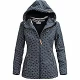 alife & kickin Jacke Parka LoreneAK B Damen Softshelljacke, Schwarz mit Punktemuster, Lange Kapuzenjacke Gr. XXL