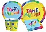 Ciao Y4635 Partygeschirr Party-Set PartyCube (Pappteller, Bucher, Servietten), Multicolor, 24 Personen