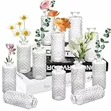 AKOLAFE 12 Stück Kleine Vasen für Tischdeko Kleine Glasvasen Höhe von 13 cm Vase Klein Set Vintage Mini Vasen Glas für Home Decor, Hochzeit Mittelstücke, Tischdekoration, Blumenarrangements