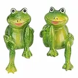 Fdit 2 Stück Mini Cute Resin Sitting Frösche Statue Schreibtisch Dekoration Skulptur Mikrolandschaft für Patio Yard Art Garden Ornament